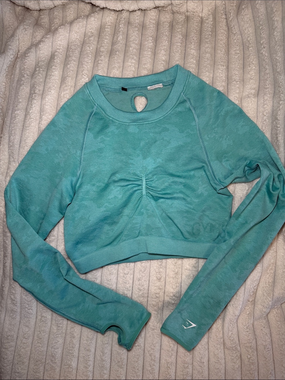 Gymshark Teal Cropped Long-Sleeve Pullover